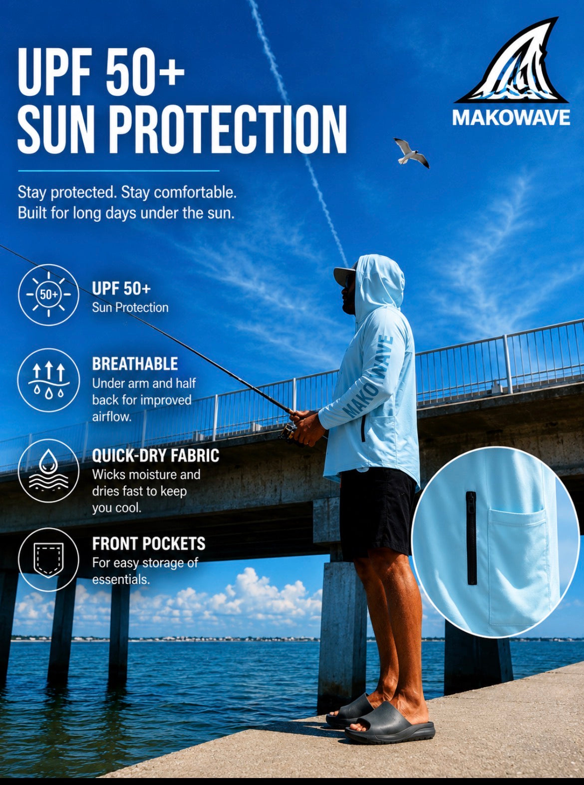 IronFin™ UPF 50+ Fishing Hoodie w/ Pockets