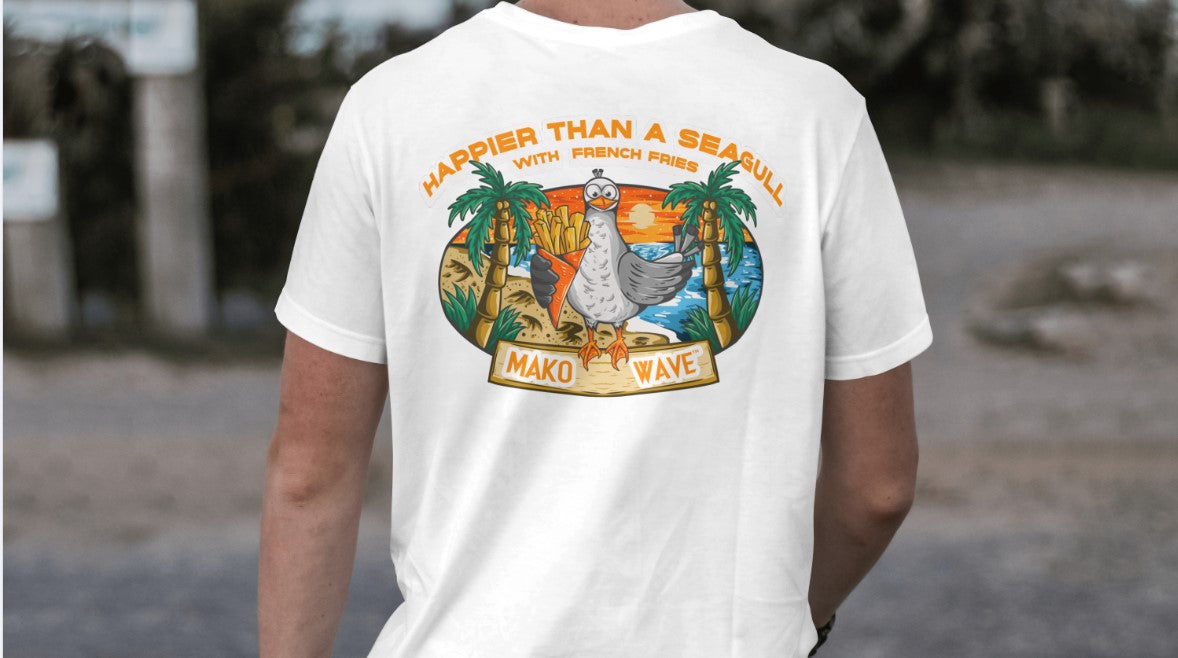 MakoWave “Happier Than a Seagull with French Fries” Performance Tee (Kids)